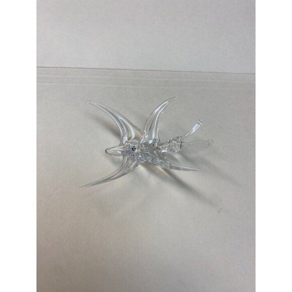 Studio Crafted Delicate Hand Blown Glass Butterfly Clear Figurine - Picture 4 of 8